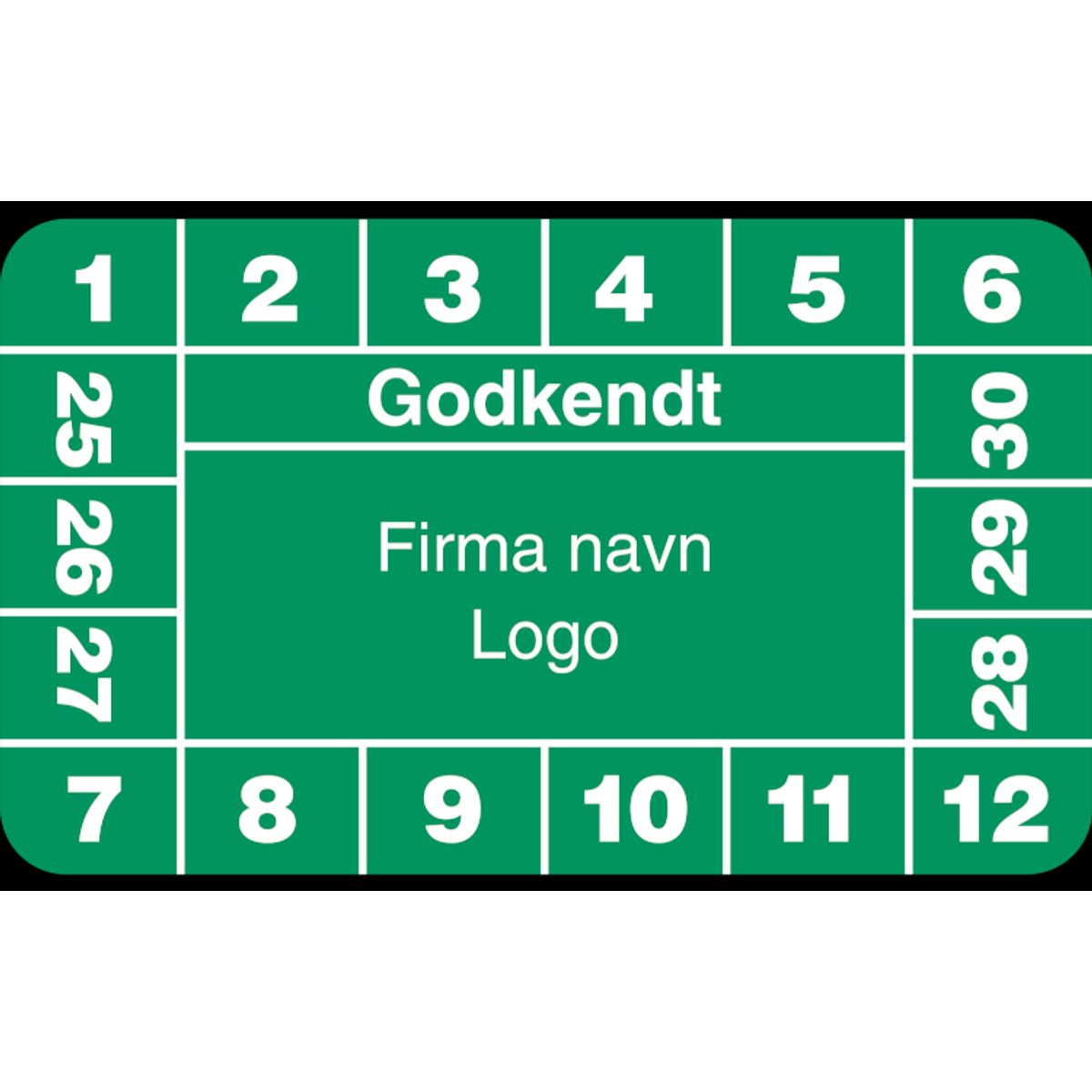 Godkendt - Grøn - Selvklæbende ark à 10 stk. - 30 x 50 mm