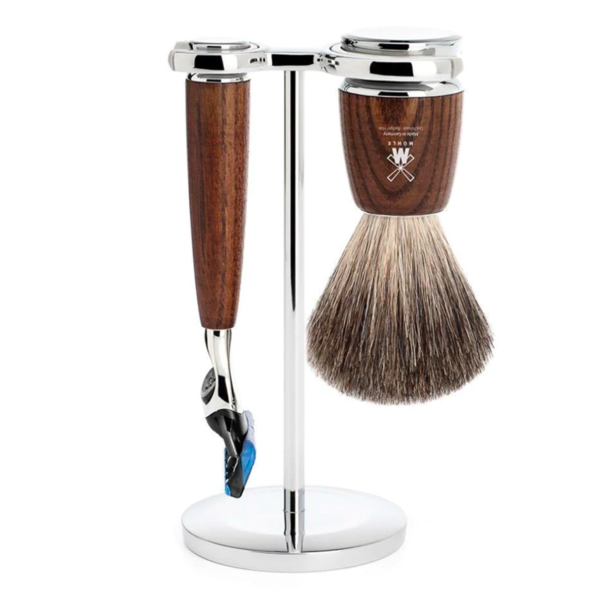 Mühle Rytmo Barbersæt: Fusion Skaber, Pure Badger Barberkost og Holder, Ask