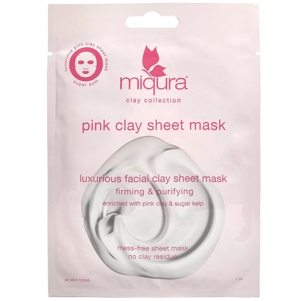 Miqura Pink Clay Sheet Mask 1 Piece