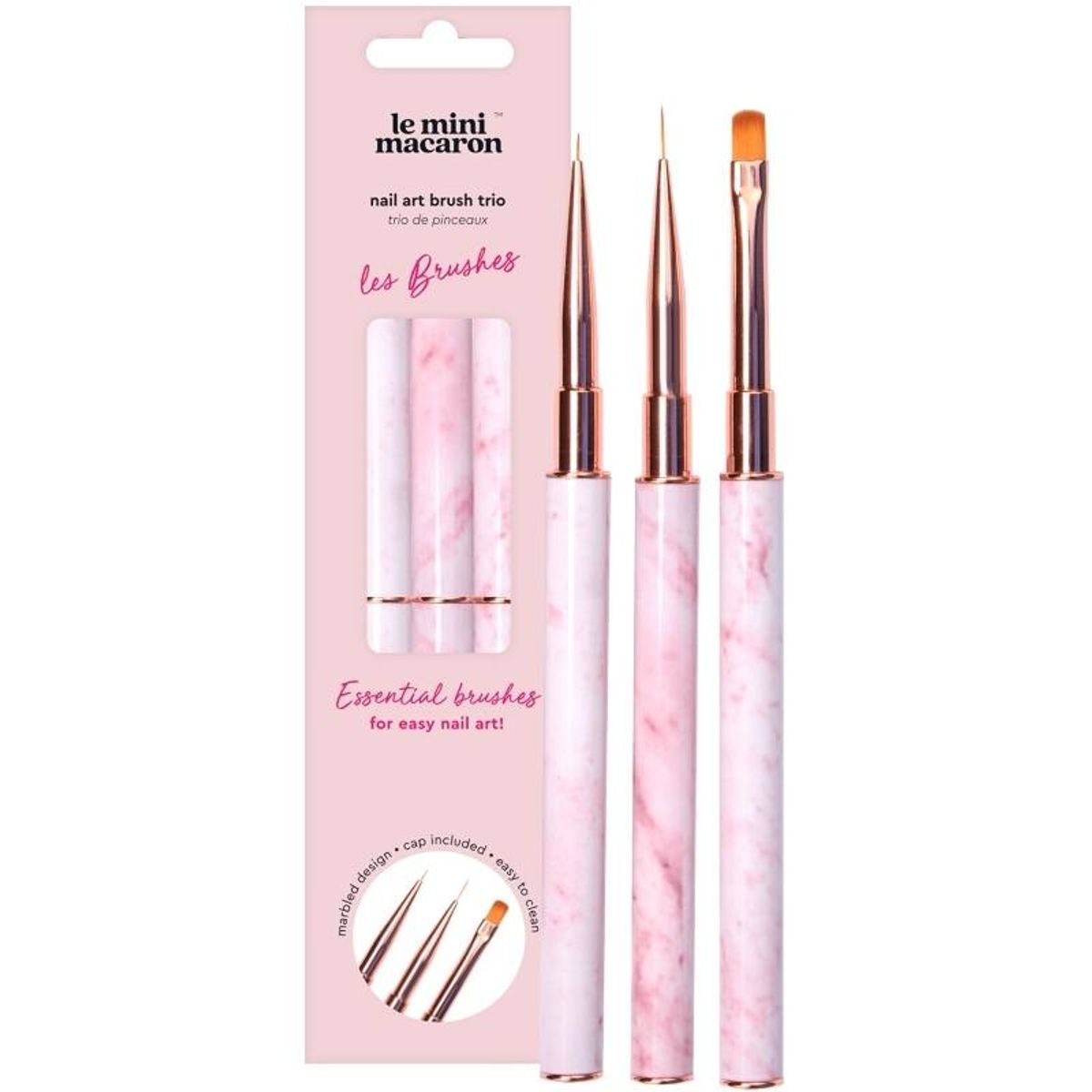 Le Mini Macaron Nail Art Brush Trio - Les Brushes