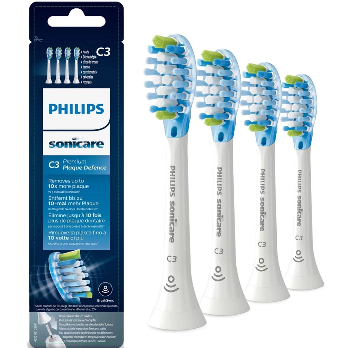 Philips Sonicare C3 Premium Plaque Defence Toothbrush Heads 4 Pieces - HX9044/17 White