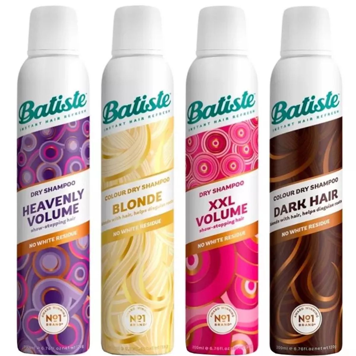 4 x Batiste Tørshampoo 200 ml - Frit Valg