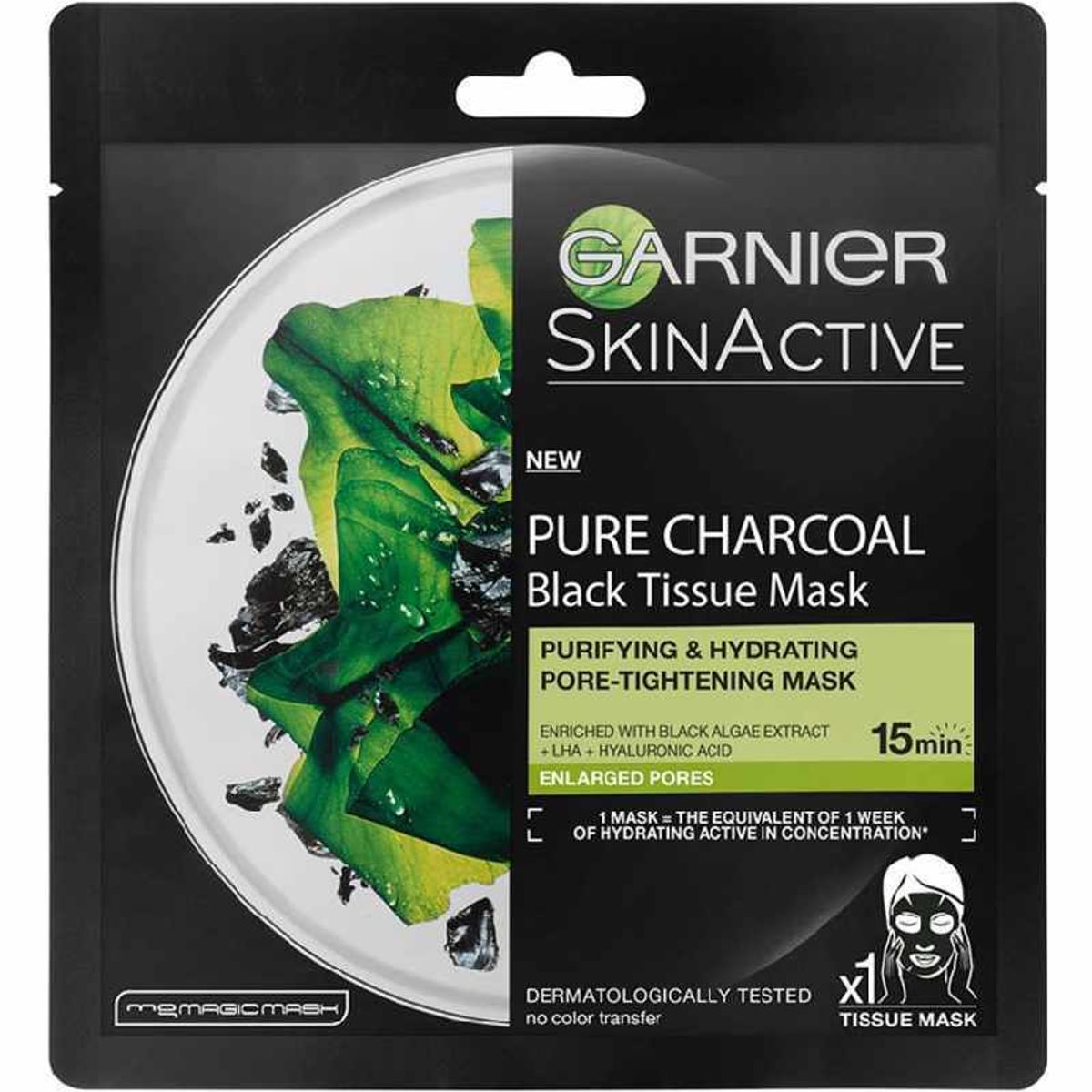 Garnier Skinactive Face Pure Charcoal Black Tissue Mask Black Algae 28 gr.