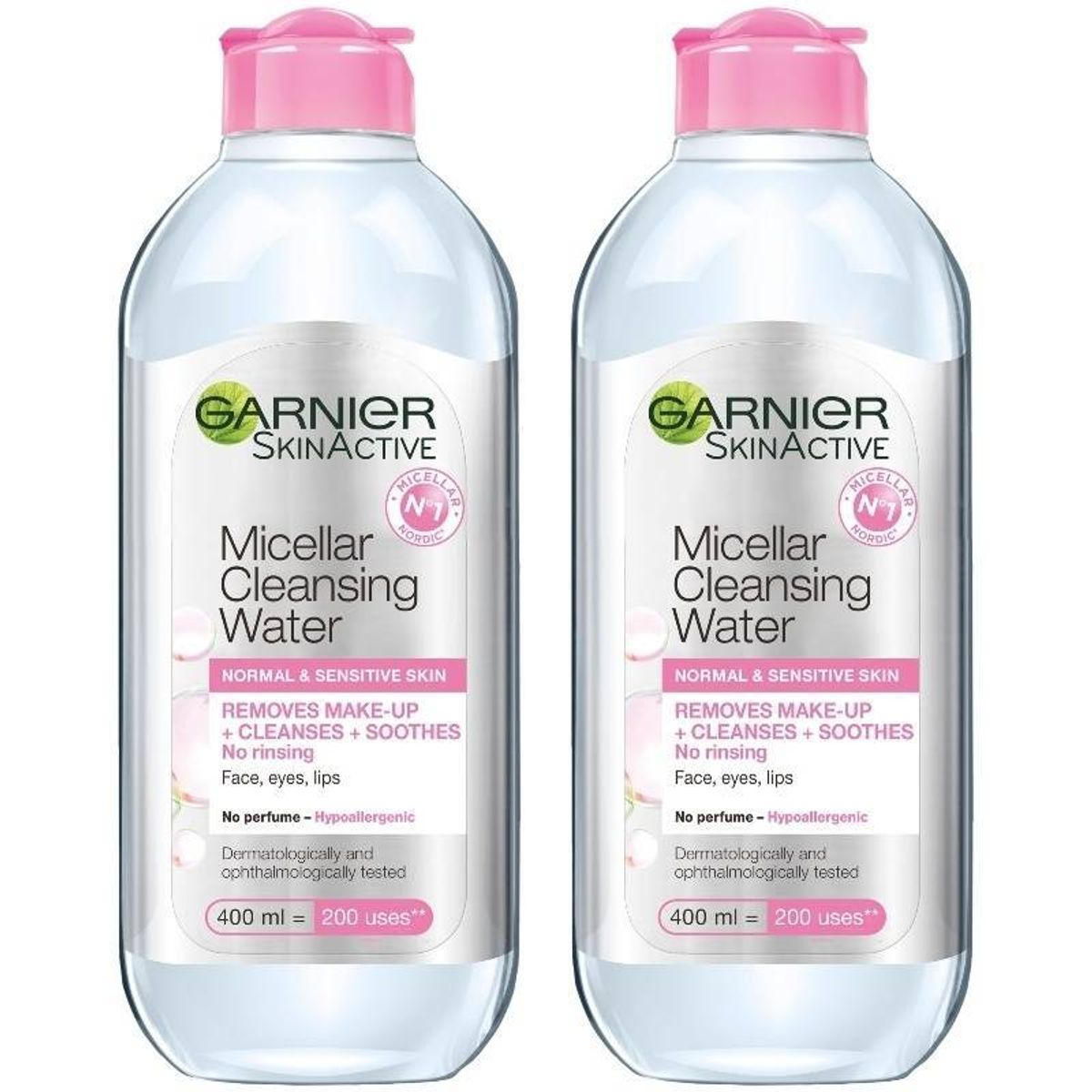 2 x Garnier Skinactive Cleansing Micellar Water Normal & Sensitive Skin 400 ml