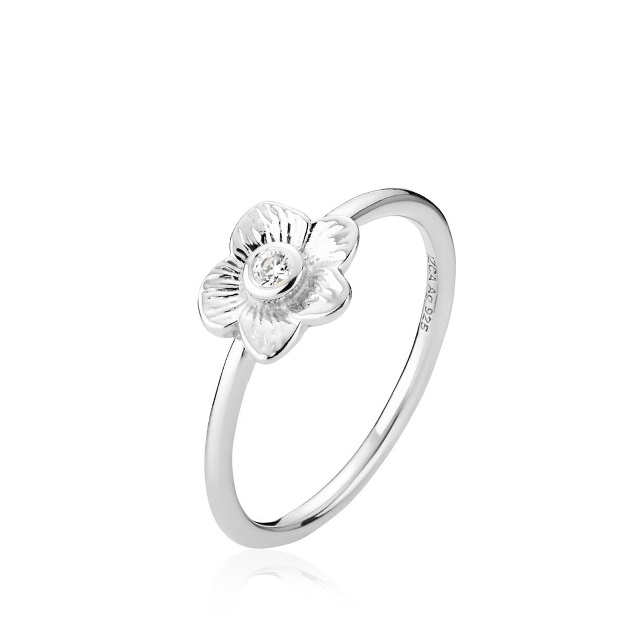 Rosa - Ring Sølv - 52