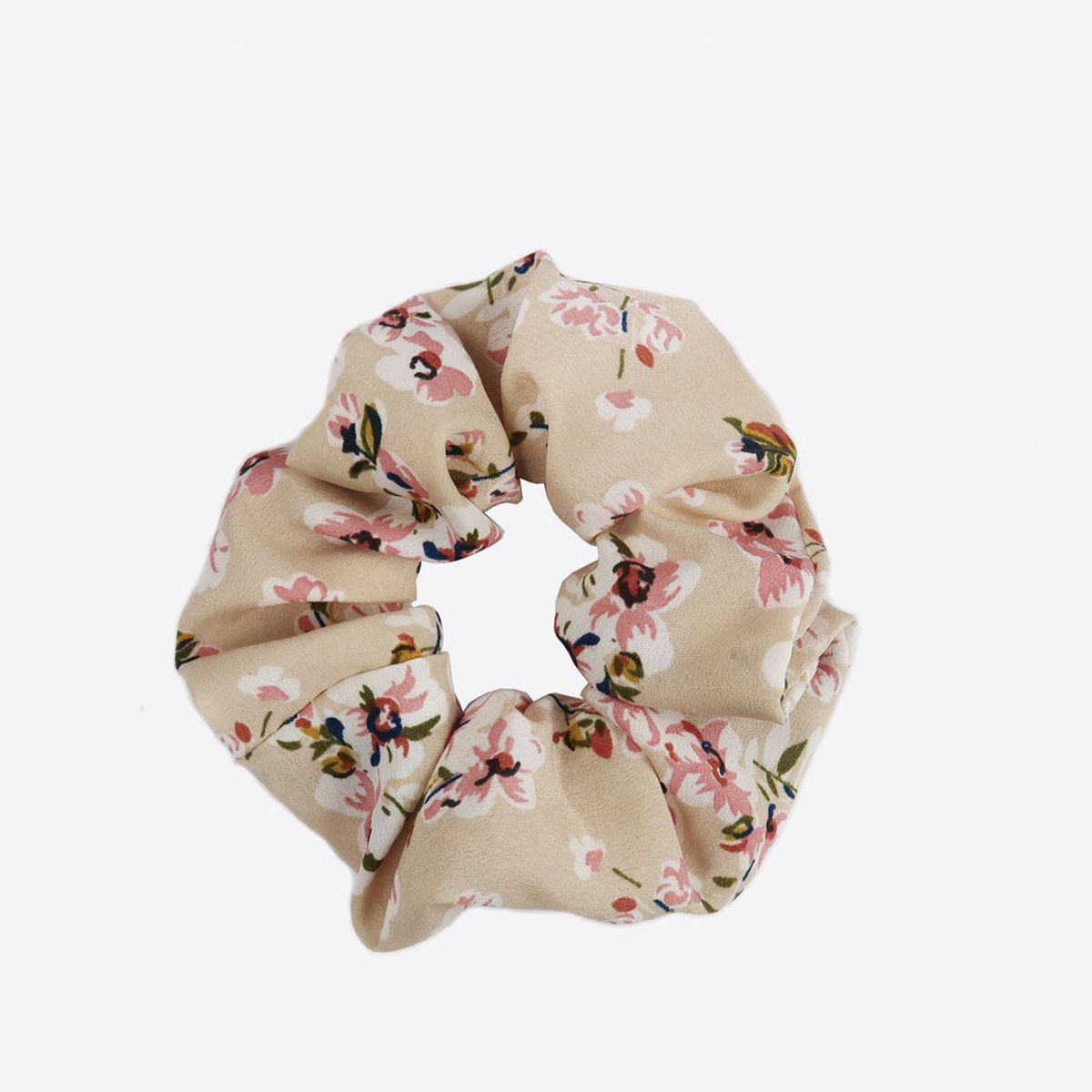 Sistie Scrunchie i cremefarve med blomster på