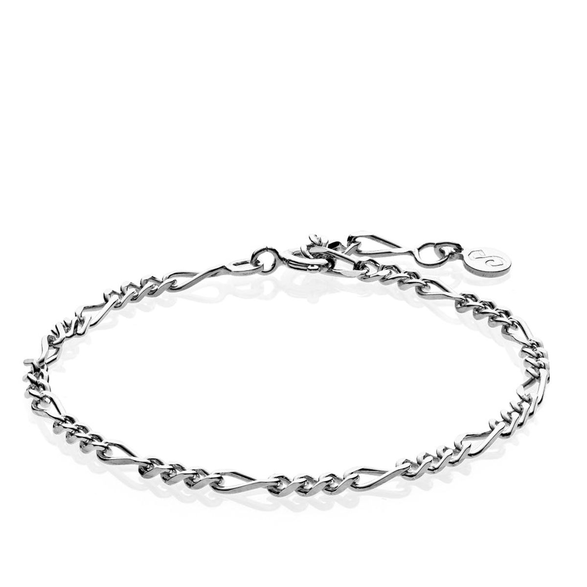 LIZZY - Anklet shiny rhodium pl. Silver - op til 25,5 cm