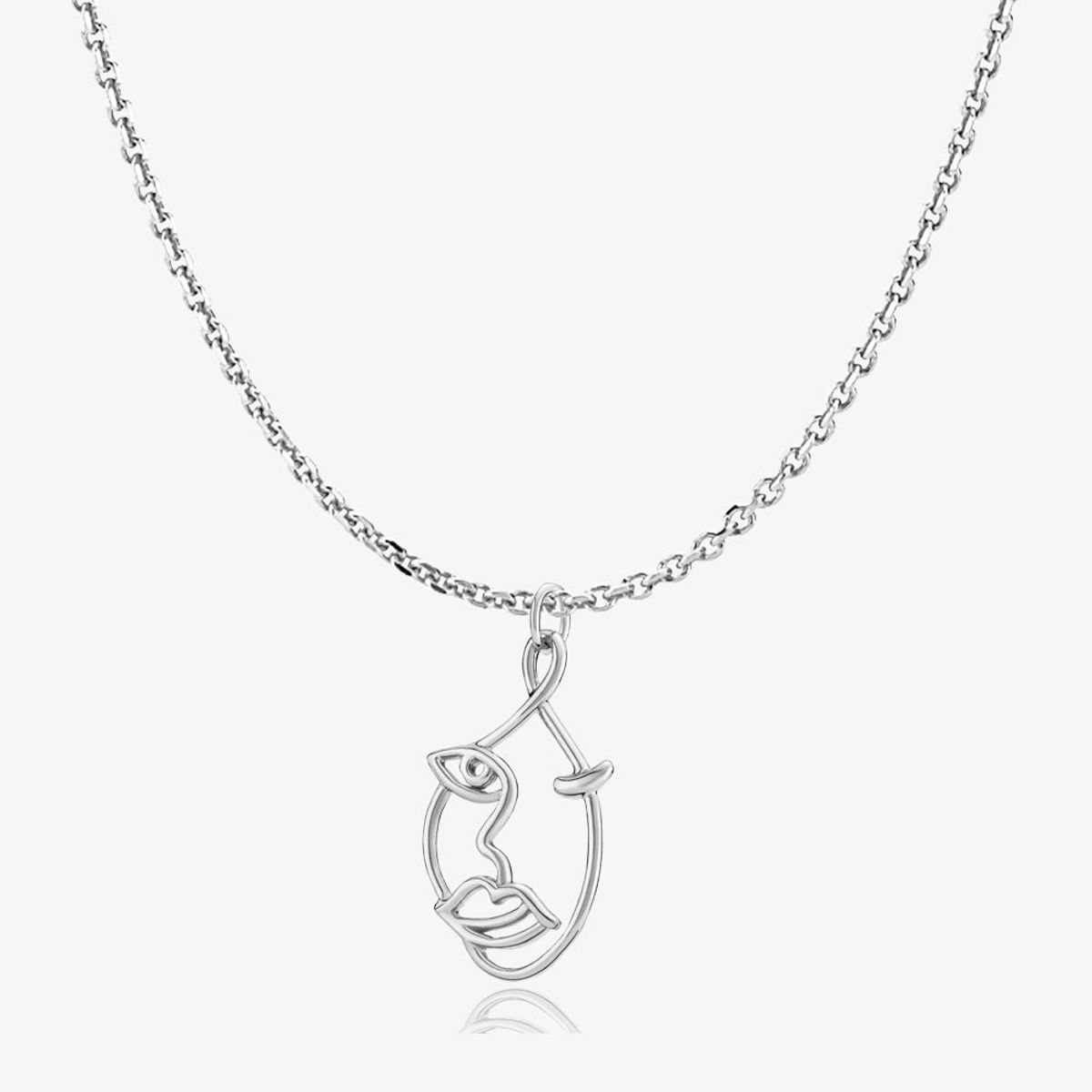 THE KISS - Chain with pendant shiny recycled silver 55 - 45