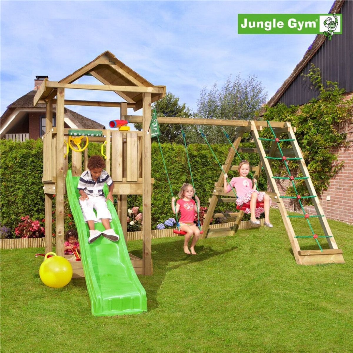 Jungle Gym - Legetårn Jungle Gym House 2.1 m/2-Climb Module 220 ekskl. rutschebane