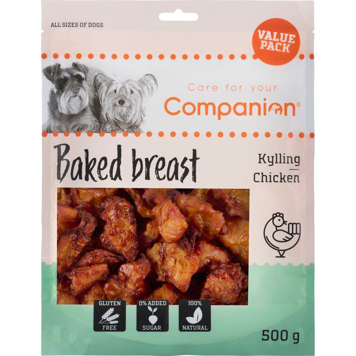 Companion - Bagte kylling bryst , 500g Value pakke