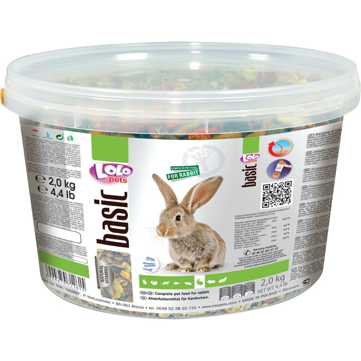 Lolo Pets - Kaninfoder, komplet, 2kg i spand