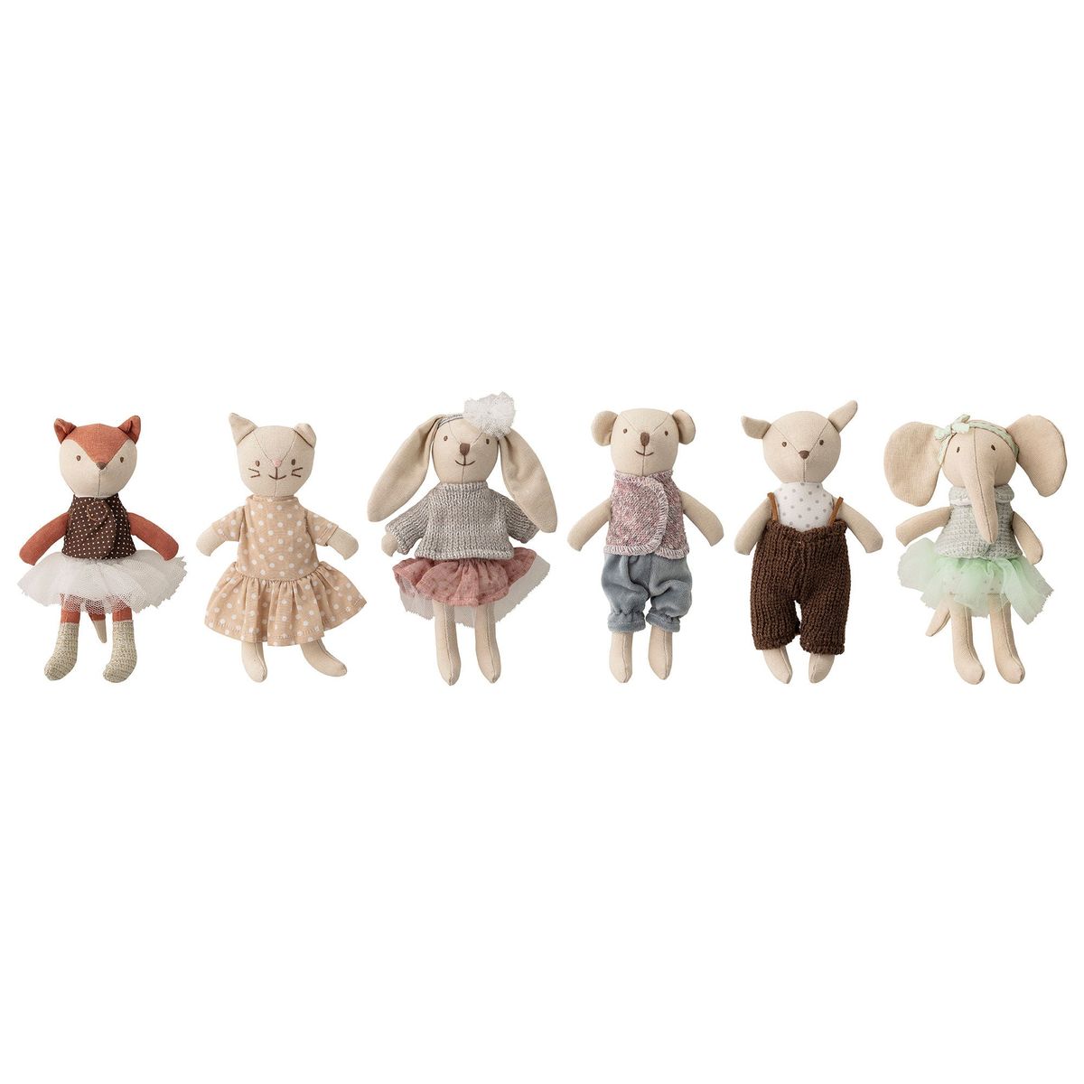 Bloomingville MINI - Animal friends Dukke, Rosa, Bomuld 6 stk.