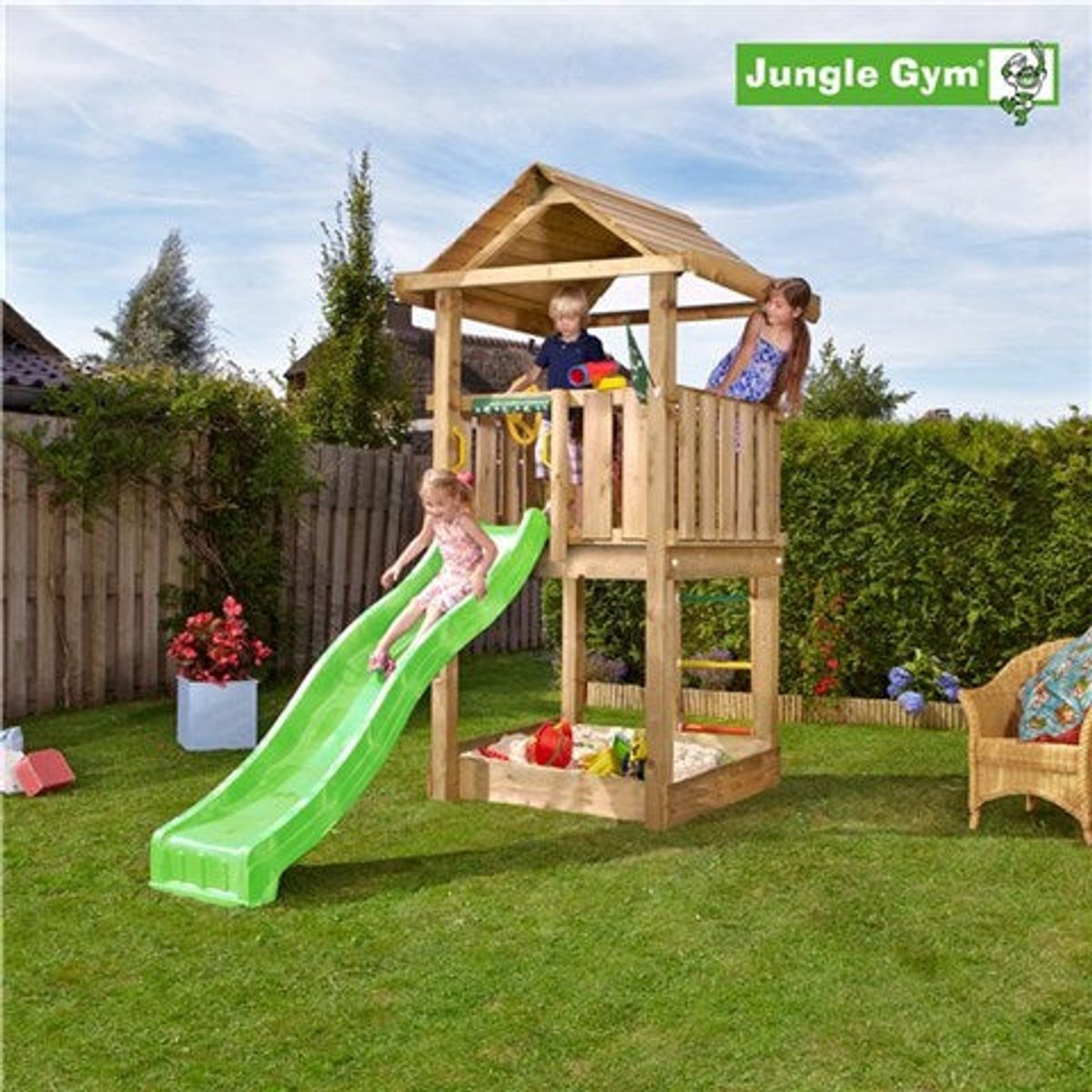 Jungle Gym House legetårn komplet ekskl. rutschebane