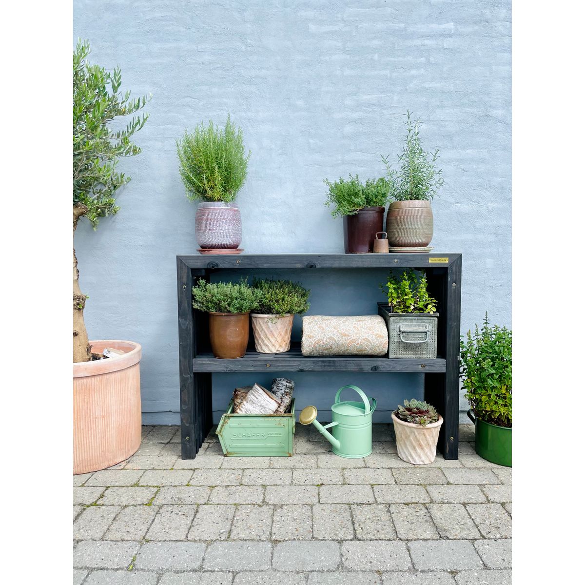 Plantebord af Traller | Sortbejdset | 120 cm / 36 cm / Uden Topplade