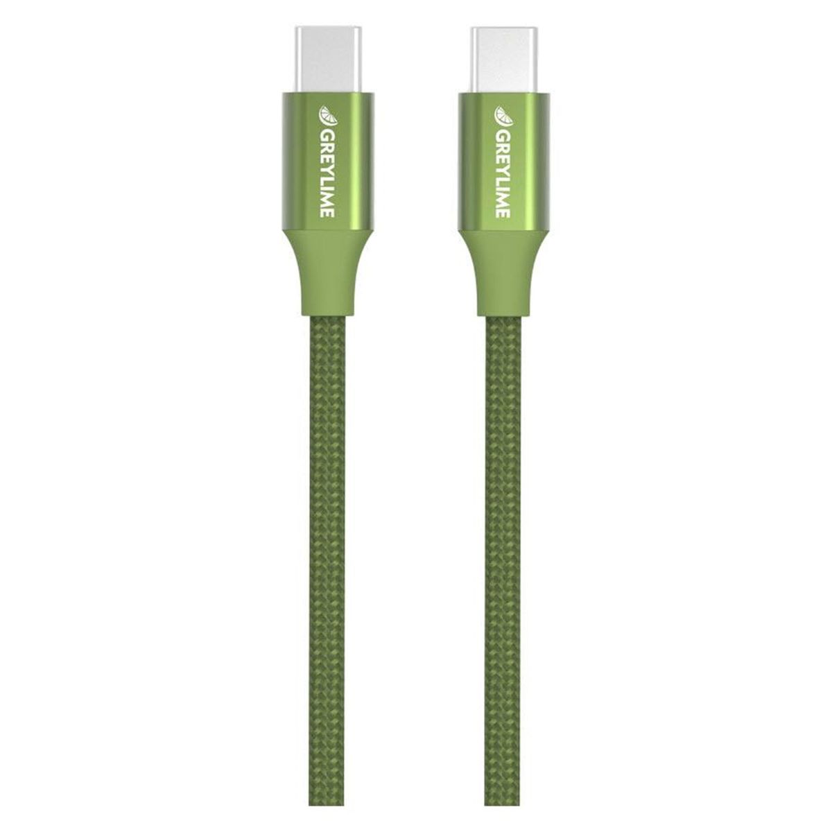 GreyLime Braided USB-C til USB-C 60W PD Kabel Grøn 2 m