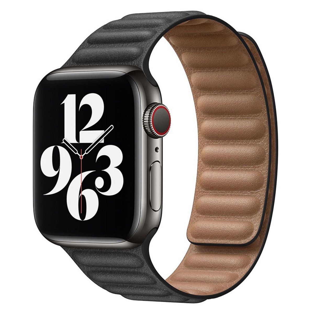 Lippa Apple Watch magnetisk læderrem 42/44/45/49, Sort