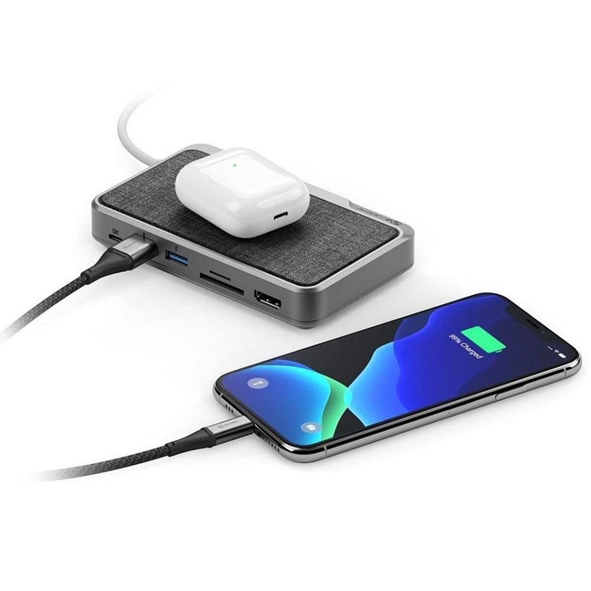 Alogic Ultra USB-C Dock, Qi trådløs oplader, 5000 mAh powerbank