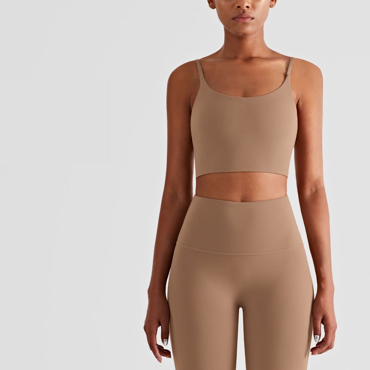 Nordic-wellness Cropped Top & Leggings - Mocha - L