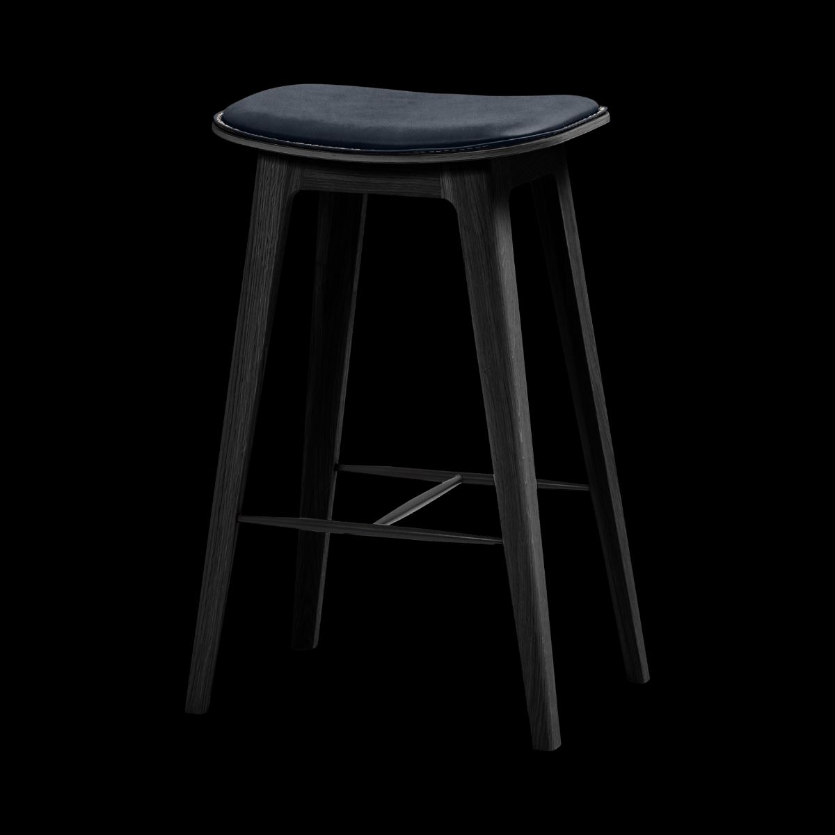 Nordic Bar Stool - Black Stained Oak with stitches