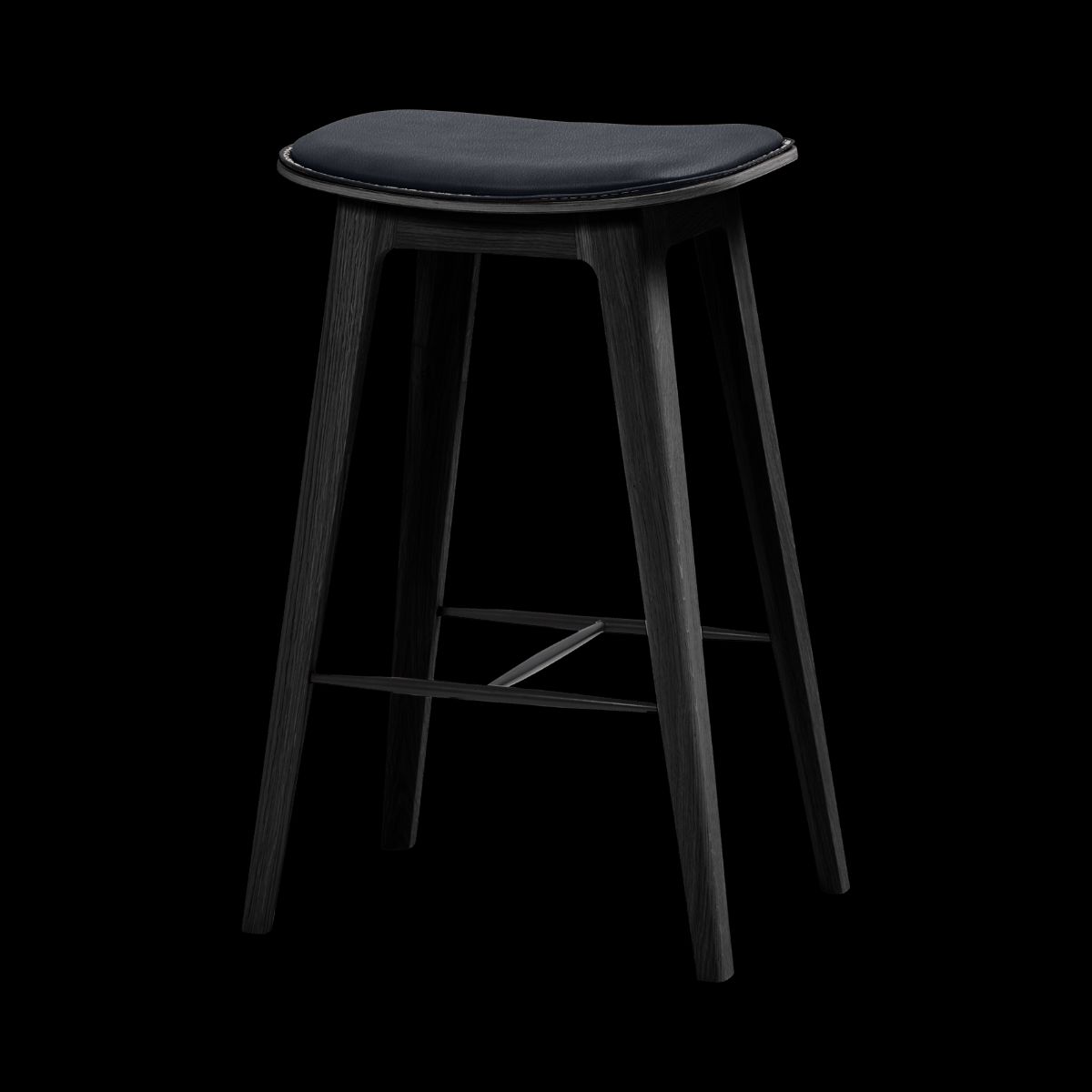 Nordic Bar Stool - Black Stained Oak with stitches