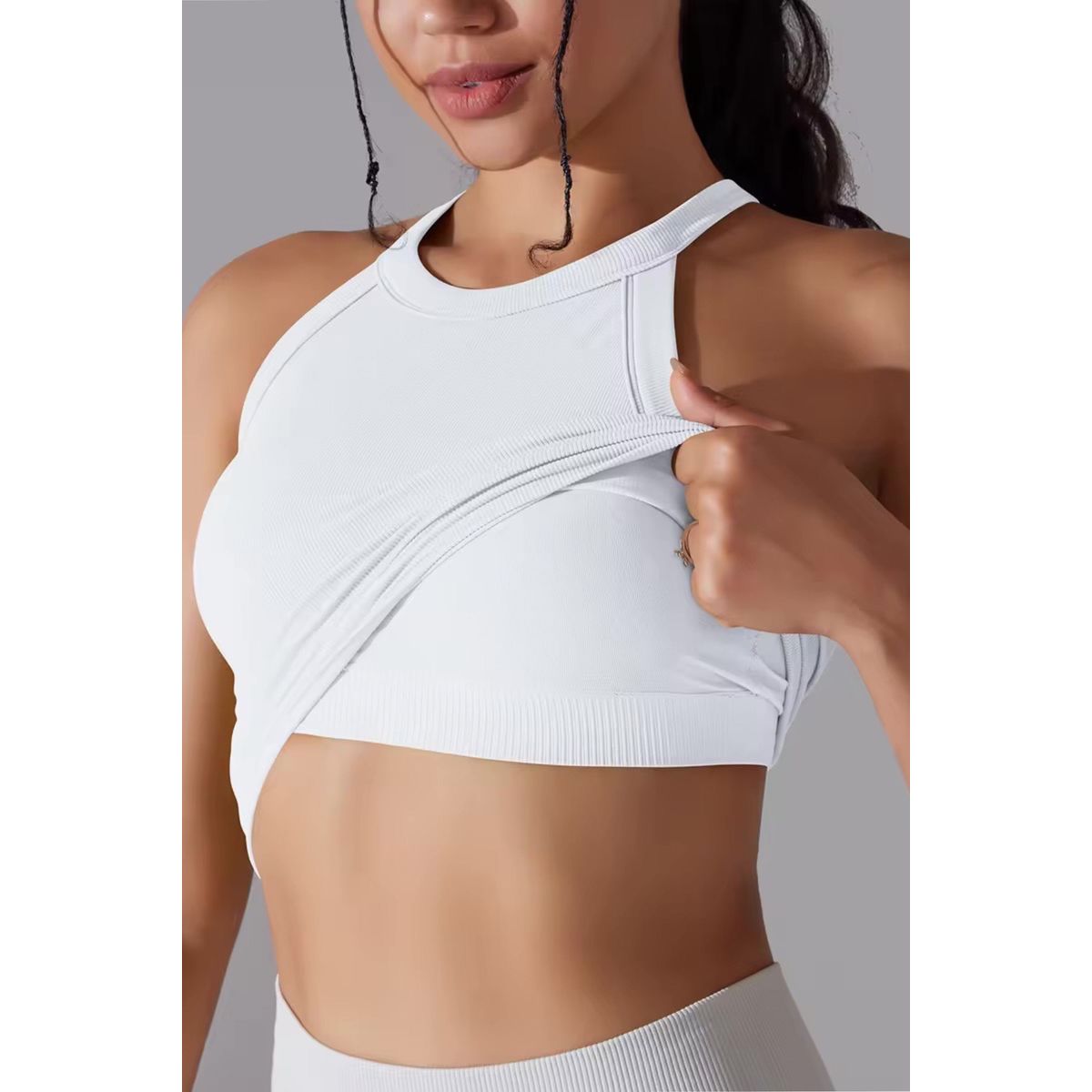 Crop top halterneck / Indbyggede Puder White - Medium-Large / White