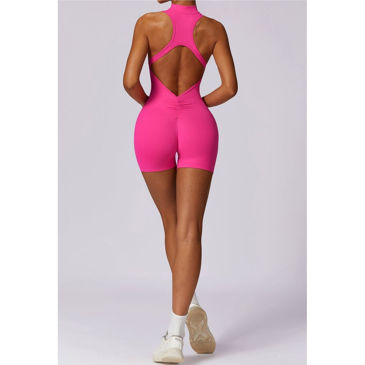 Jumpsuit halter neck zip-up Pink - Small / Pink