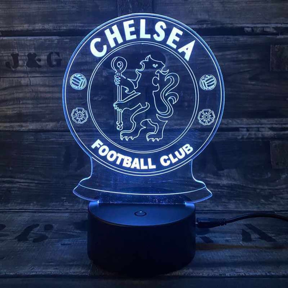 Chelsea 3D Fodbold lampe - Lyser i 7 farver