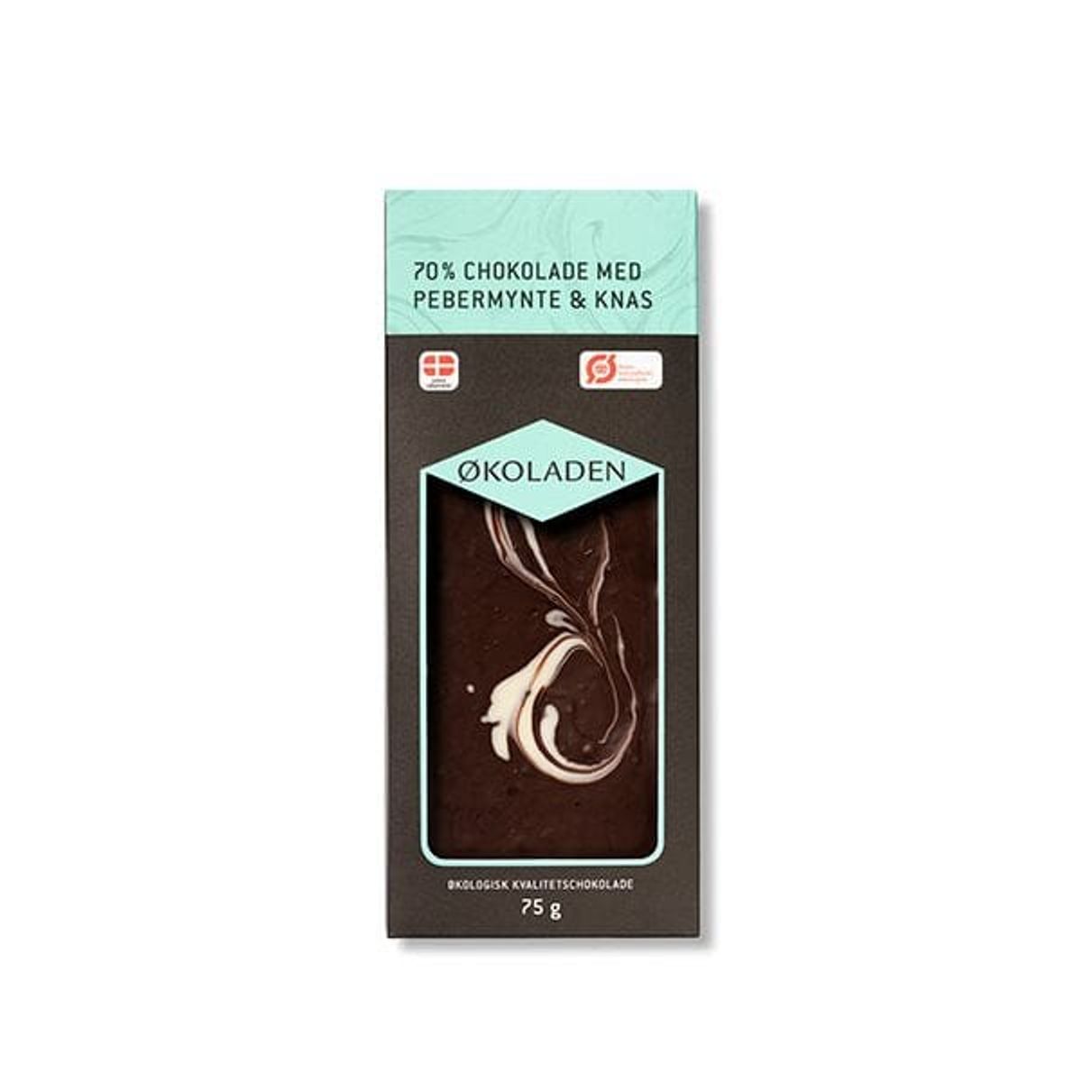 Økoladen - Mørk Chokolade - Pebermynte & Knas 75g