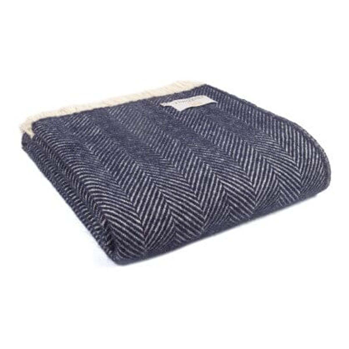 Tweedmill - Uldplaid - Fishbone Navy - 150 X 183cm