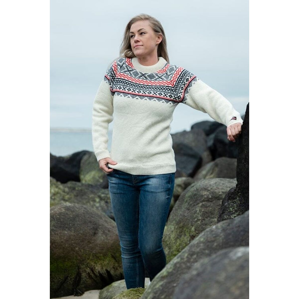 Charm - Norsk Sweater Ikon Af 100% Ren Uld - Hvid