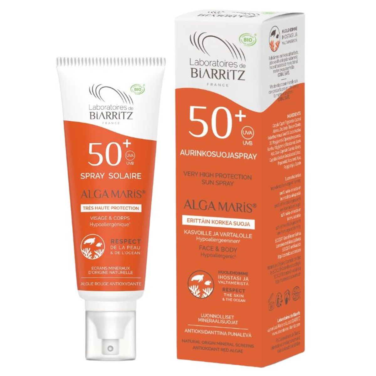 Laboratoires De Biarritz - Økologisk Solcreme Spray - SPF50+ - 100ml - Alga Maris