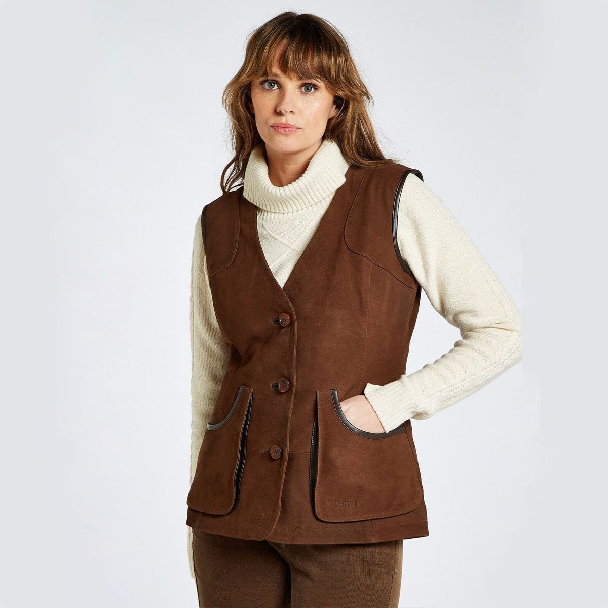 Allendale Leather Gilet skydevest i læder, Walnut - 42 (UK 16)