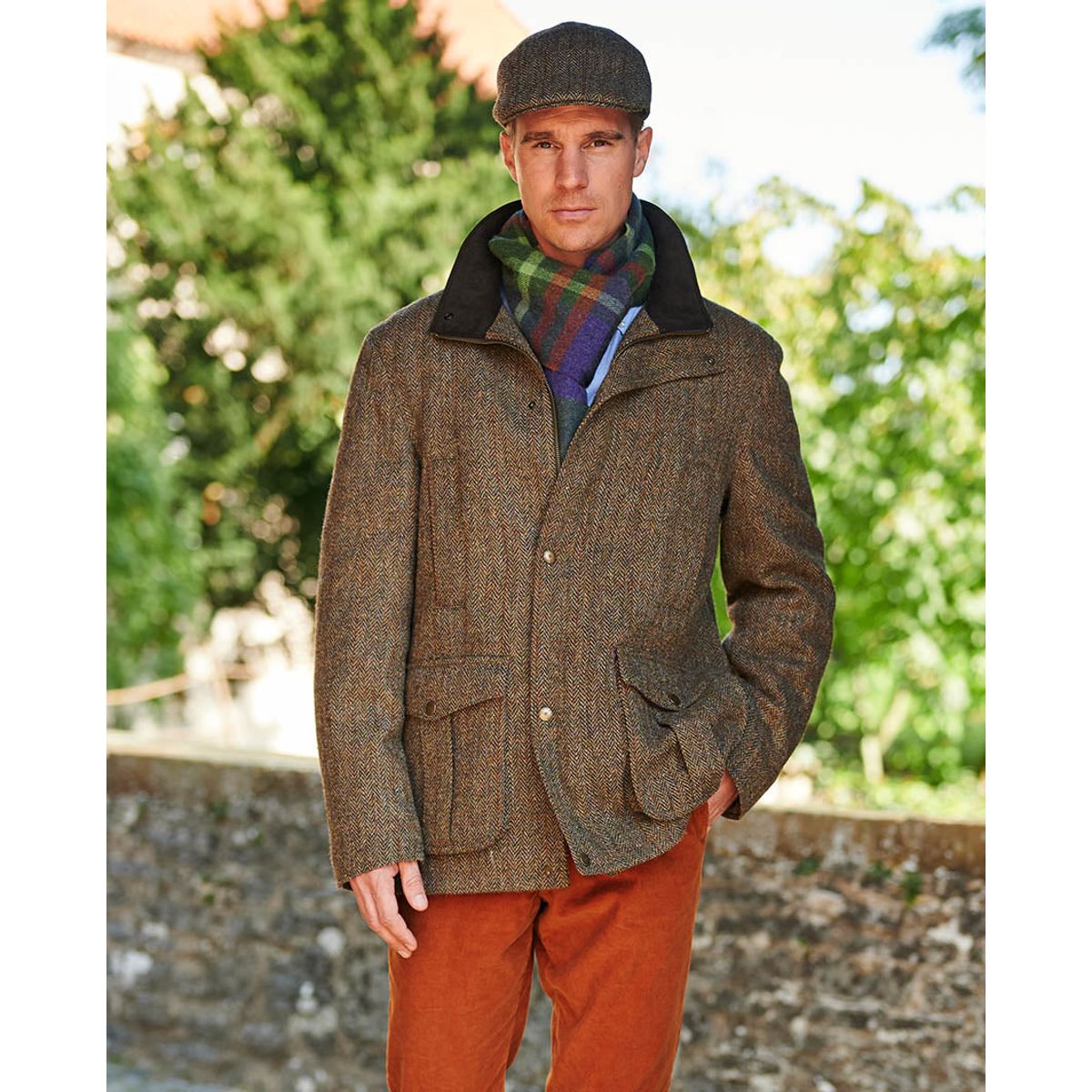 Bristol Field Coat skydejakke Harris Tweed, evergreen herringbone - 52 (L)