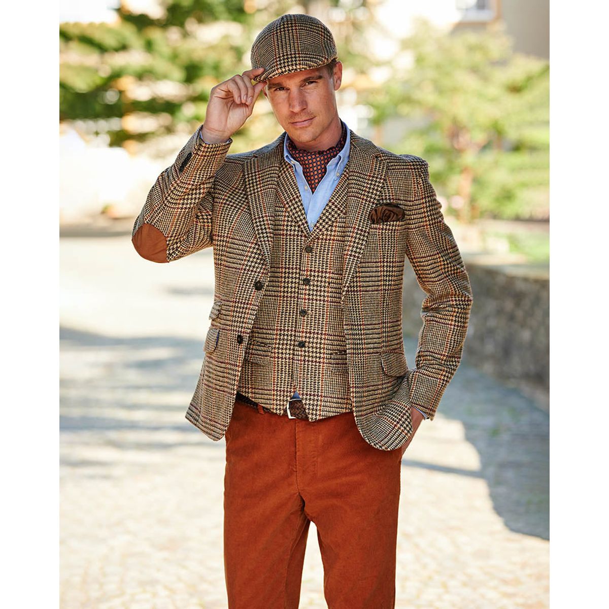 London tweed blazer, Harris Tweed, beige med prince of wales tern - 110 EU