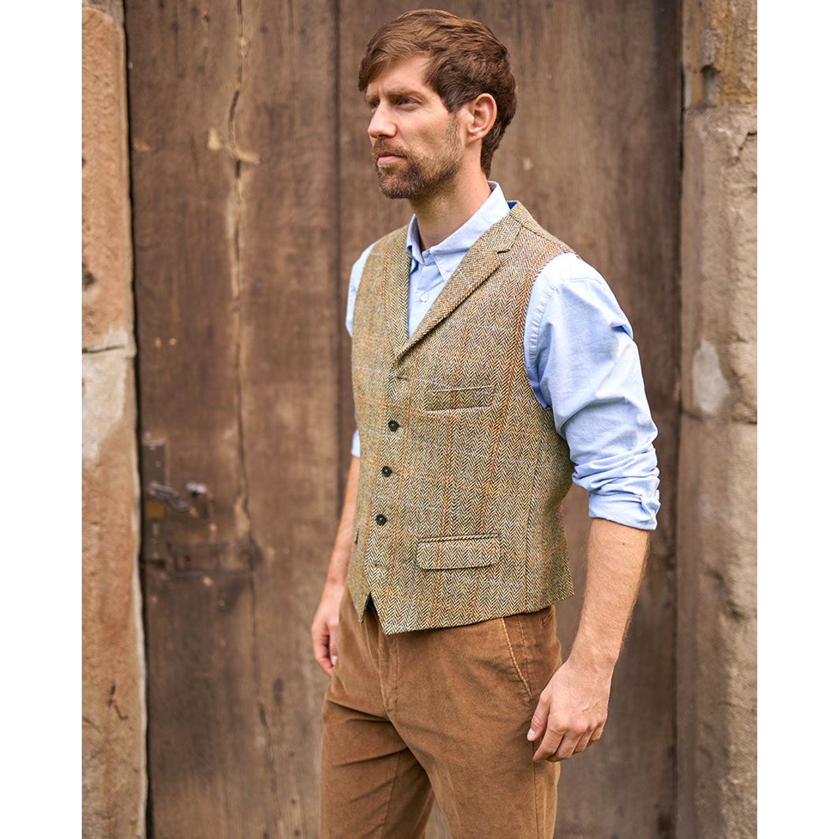 Wales tweed vest, Harris Tweed, sand herringbone - 48 EU / S