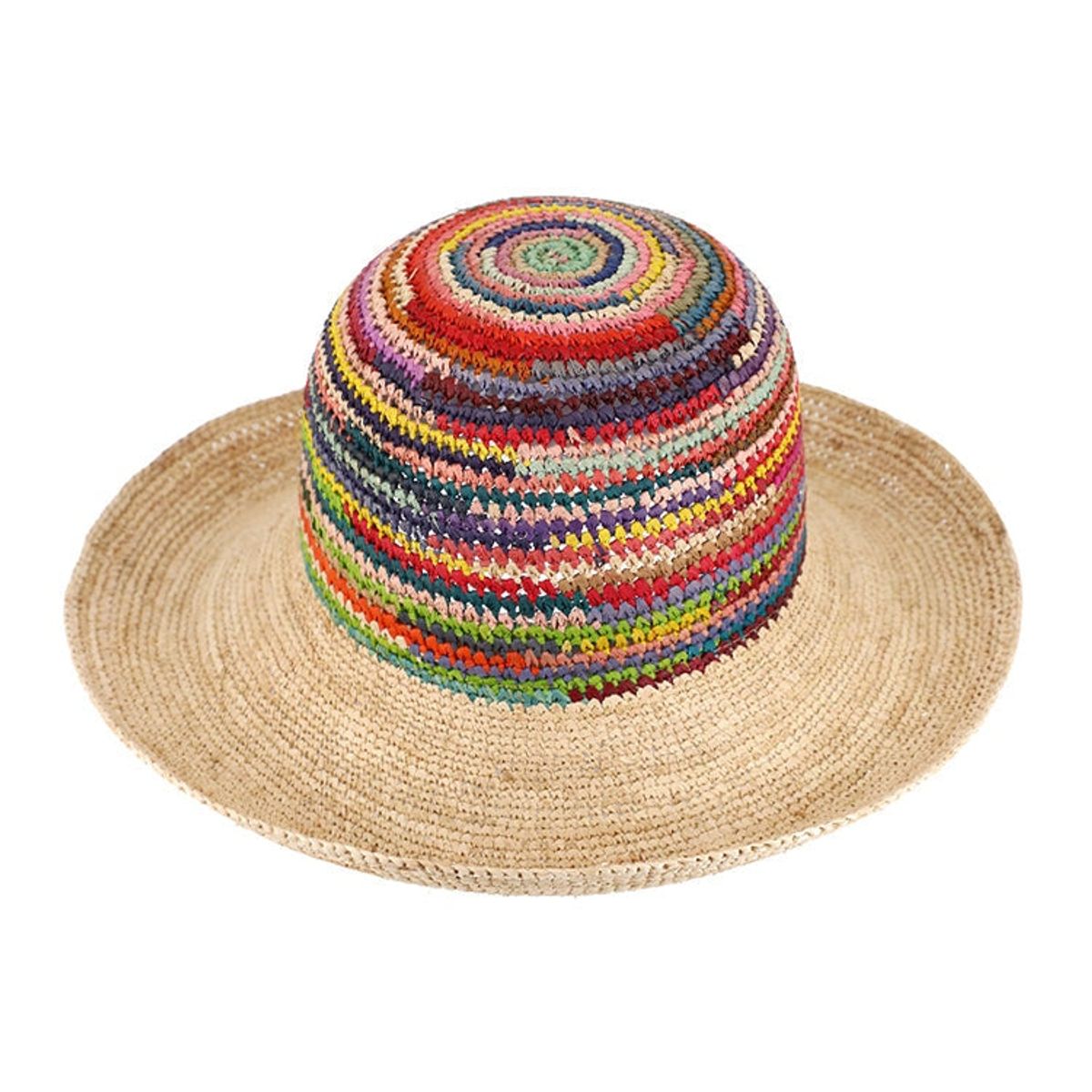 Sommerhat Glocke Raffia strå, bred skygge, flerfarvet top