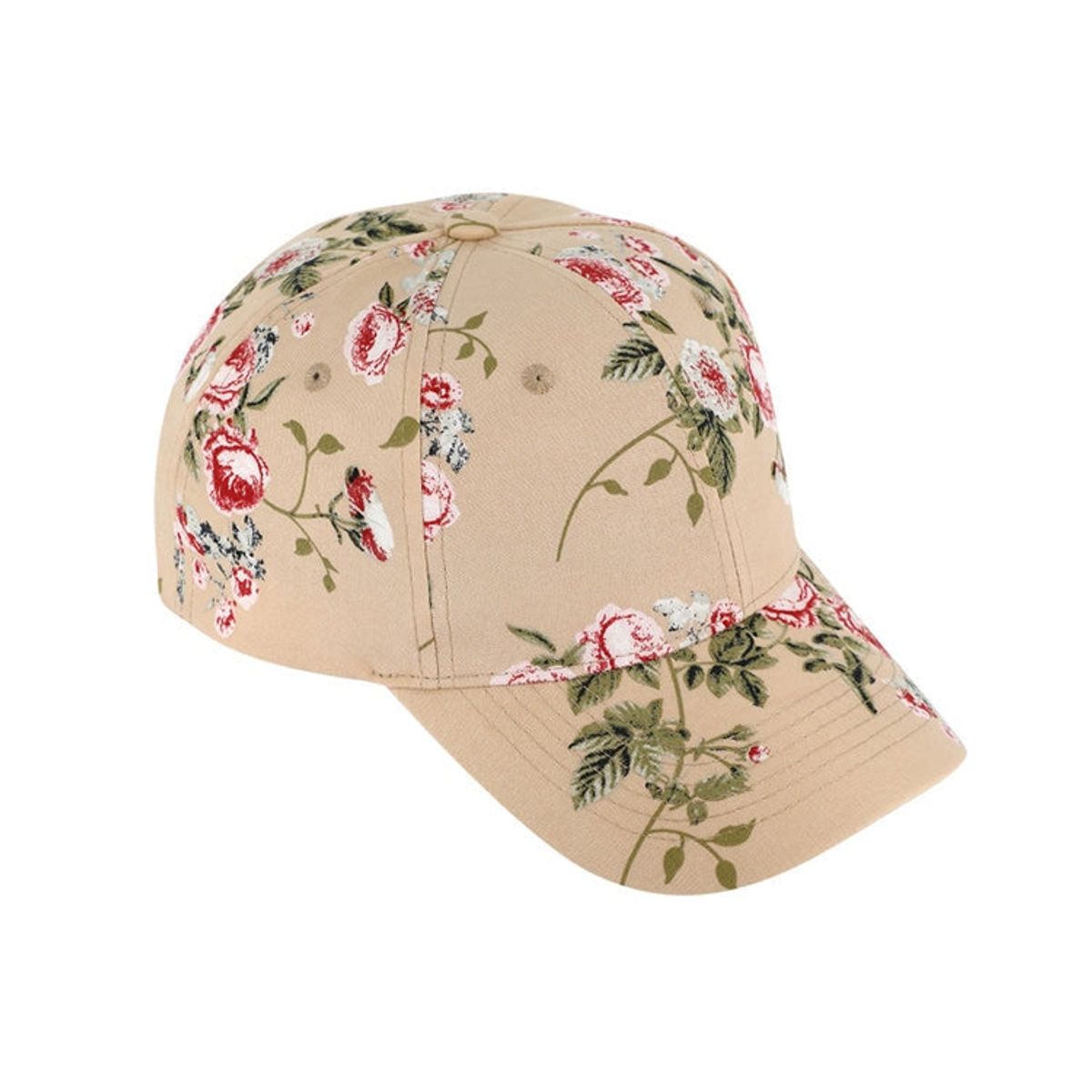 Baseball Cap, blomstermønster, beige - One Size