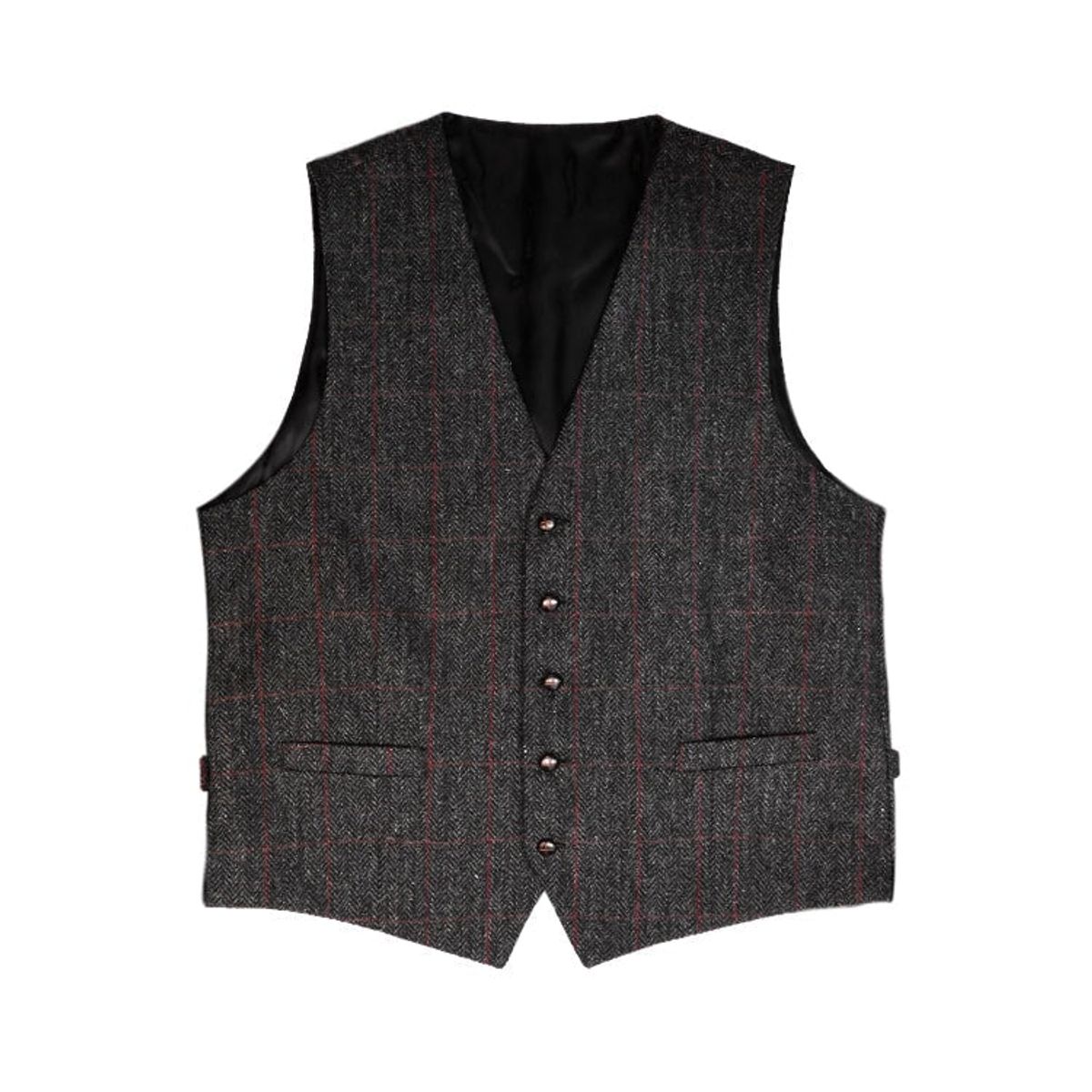 Shetland Tweed Formal Waistcoat, vest, antracitgrå - L