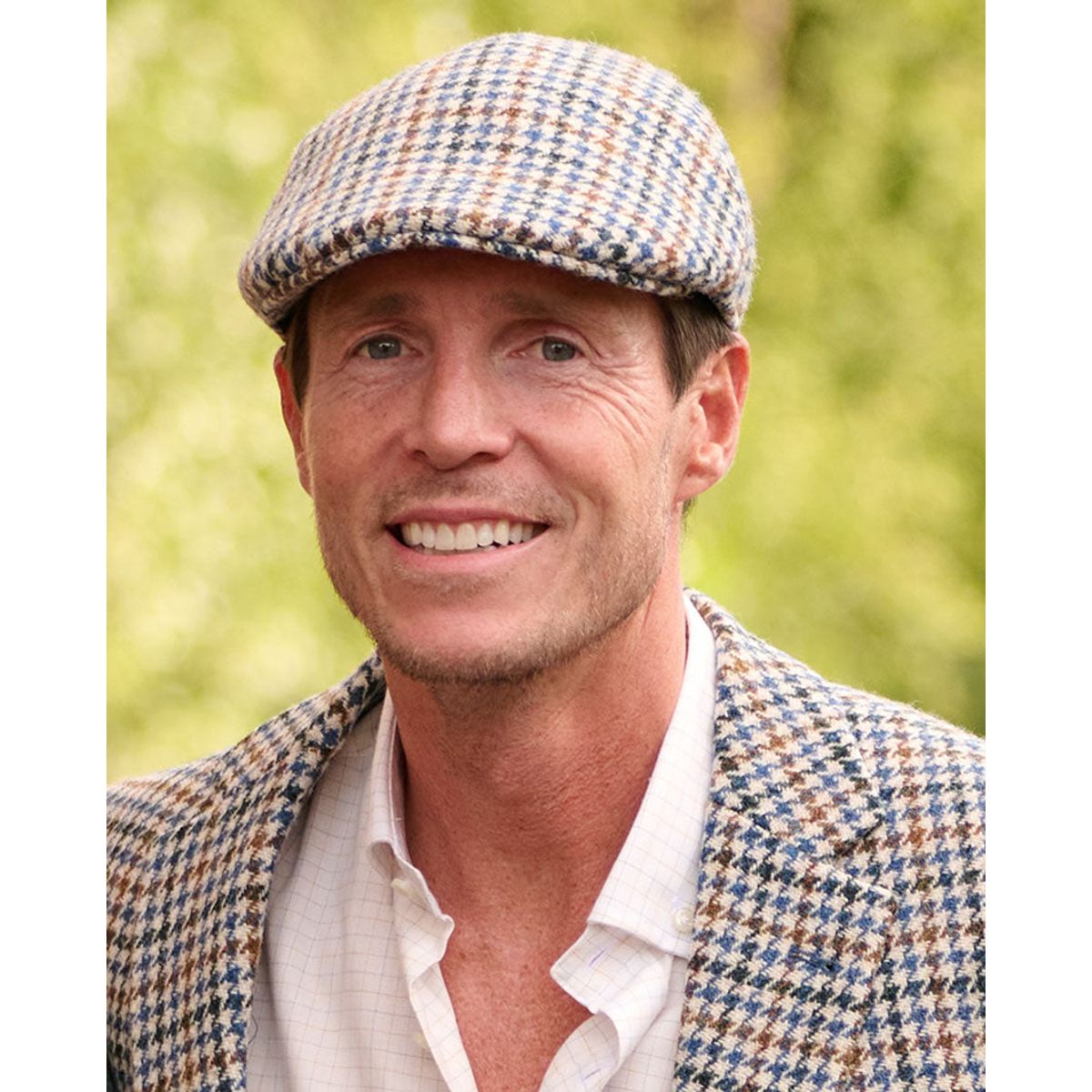 Henry Harris Tweed Flat Cap sixpence - houndstooth creme - 59 cm