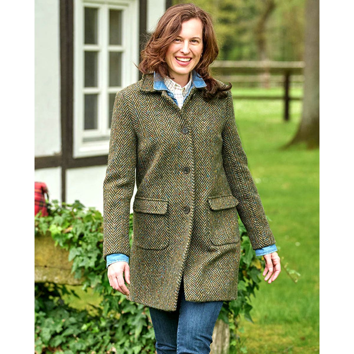 Marly Tweed Coat dame, Magee Tweed, chunky sildeben mønster - 40