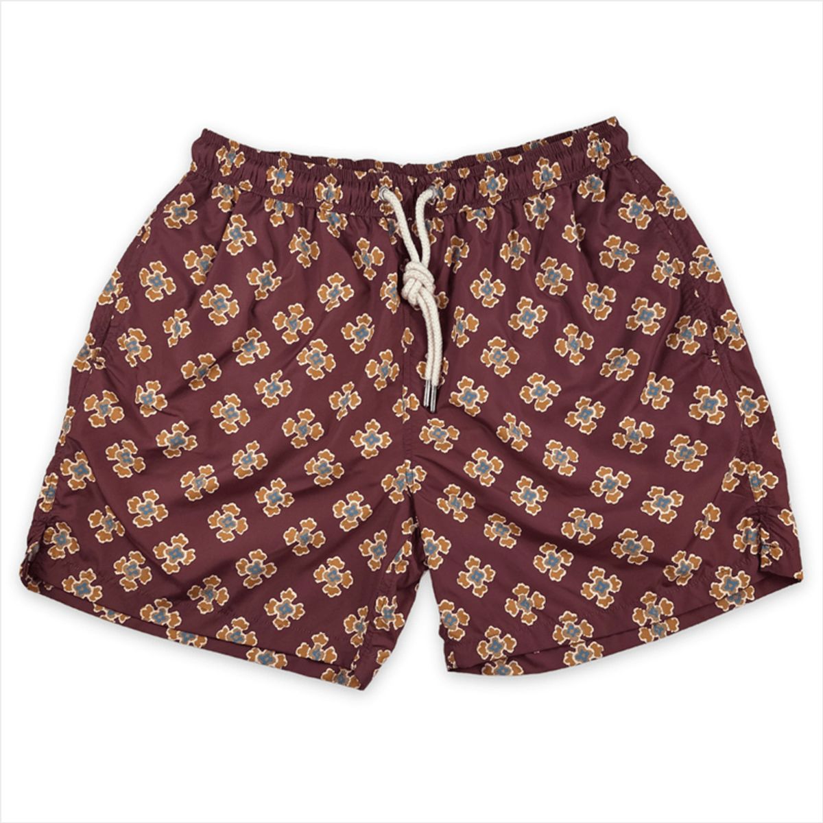 Badeshorts Italian Seventies, bordeux m. blomstermønster - XS