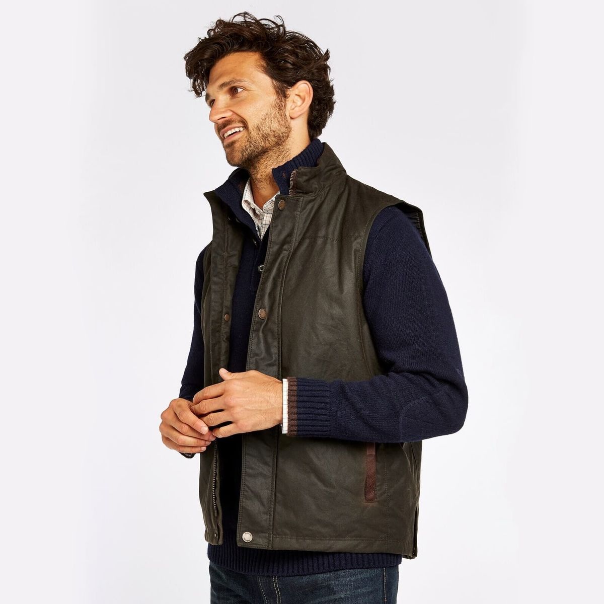 Mayfly Wax Oilskin Gilet vest, olivengrøn med Primaloft vattering - XXL