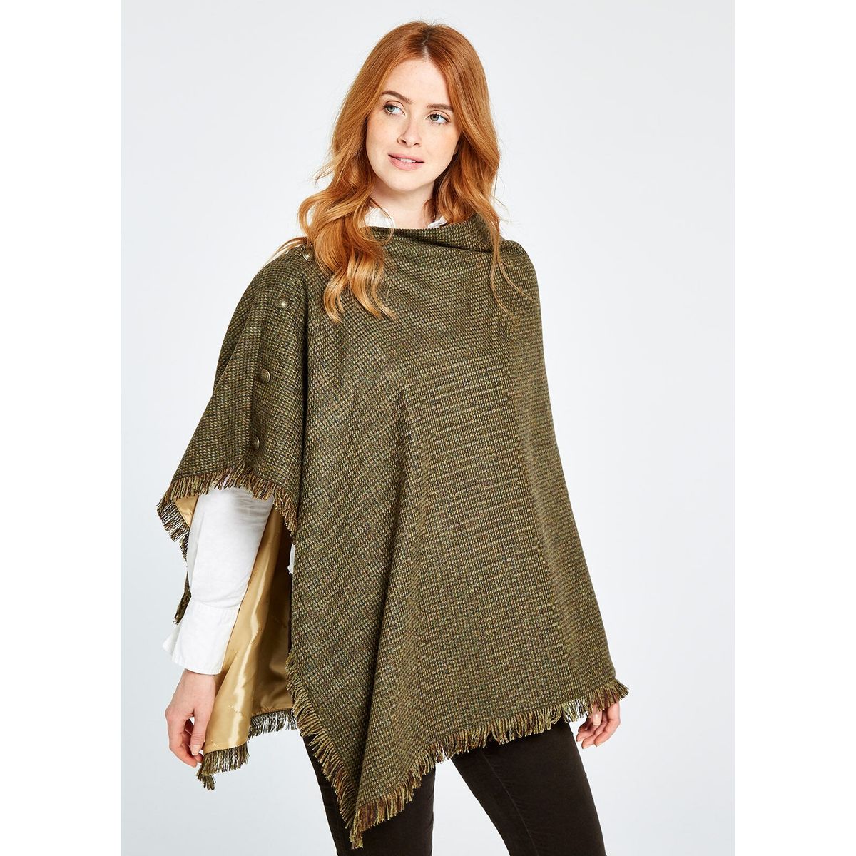 Hazelwood Tweed Poncho, Heath