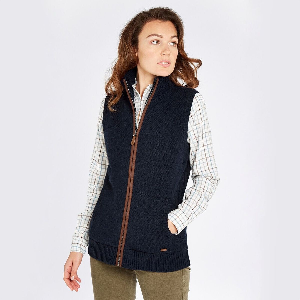 Sheedy Ladies Knitted Bodywarmer, navy - 42 (UK16)