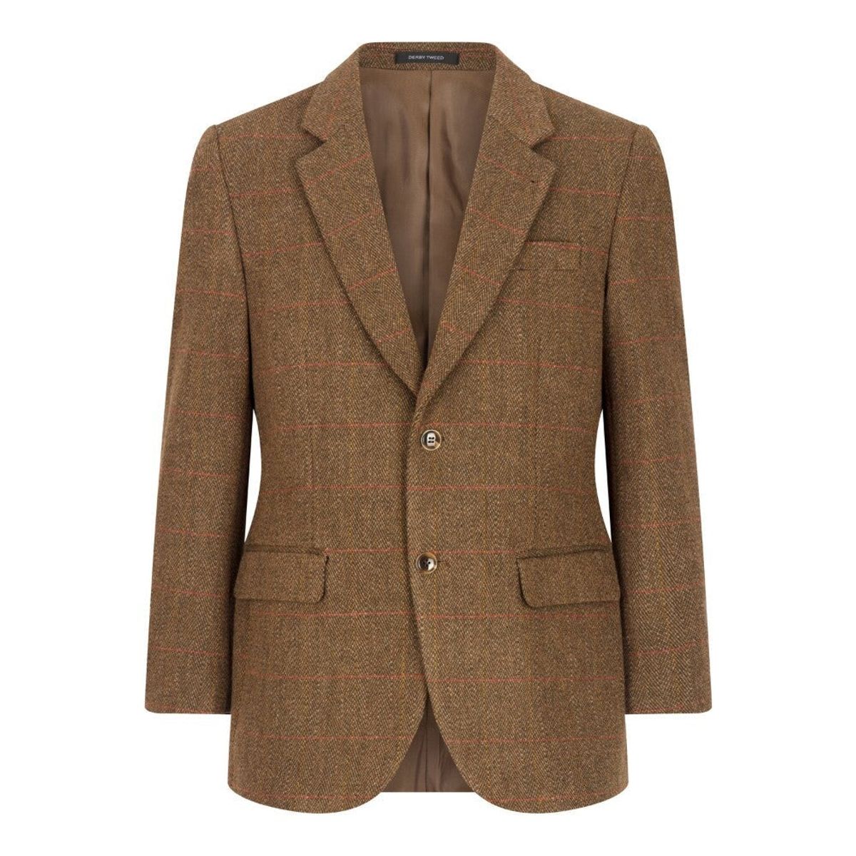 Windsor mens blazer, tweed, brun m rød stribe - L (UK42/EU52)