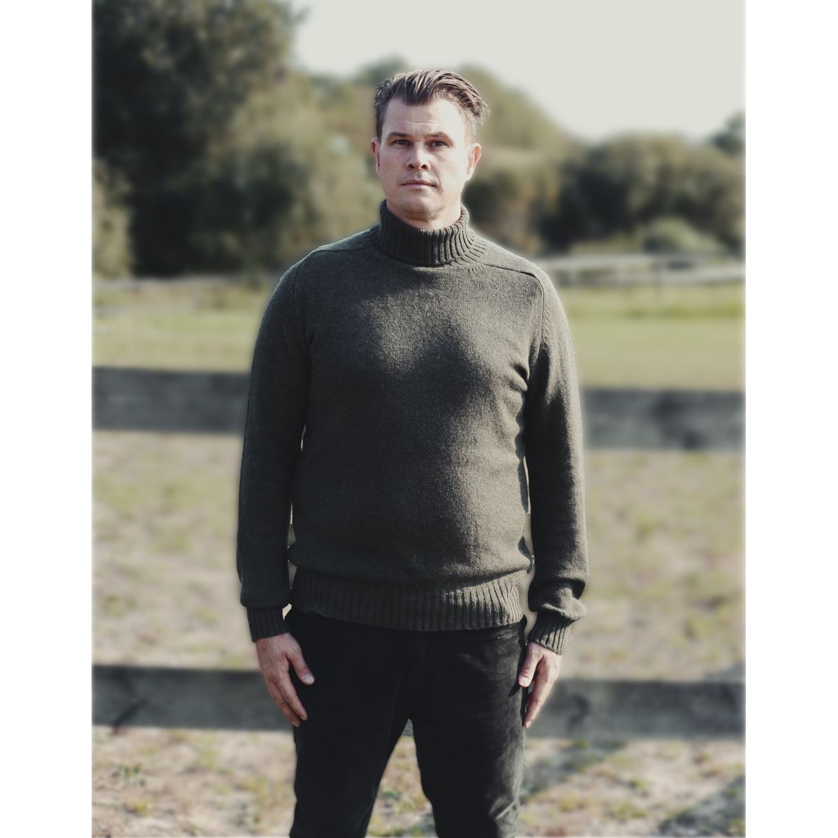 Ballater Roll Neck rullekravesweater, Loden Green, Geelong lammeuld - L