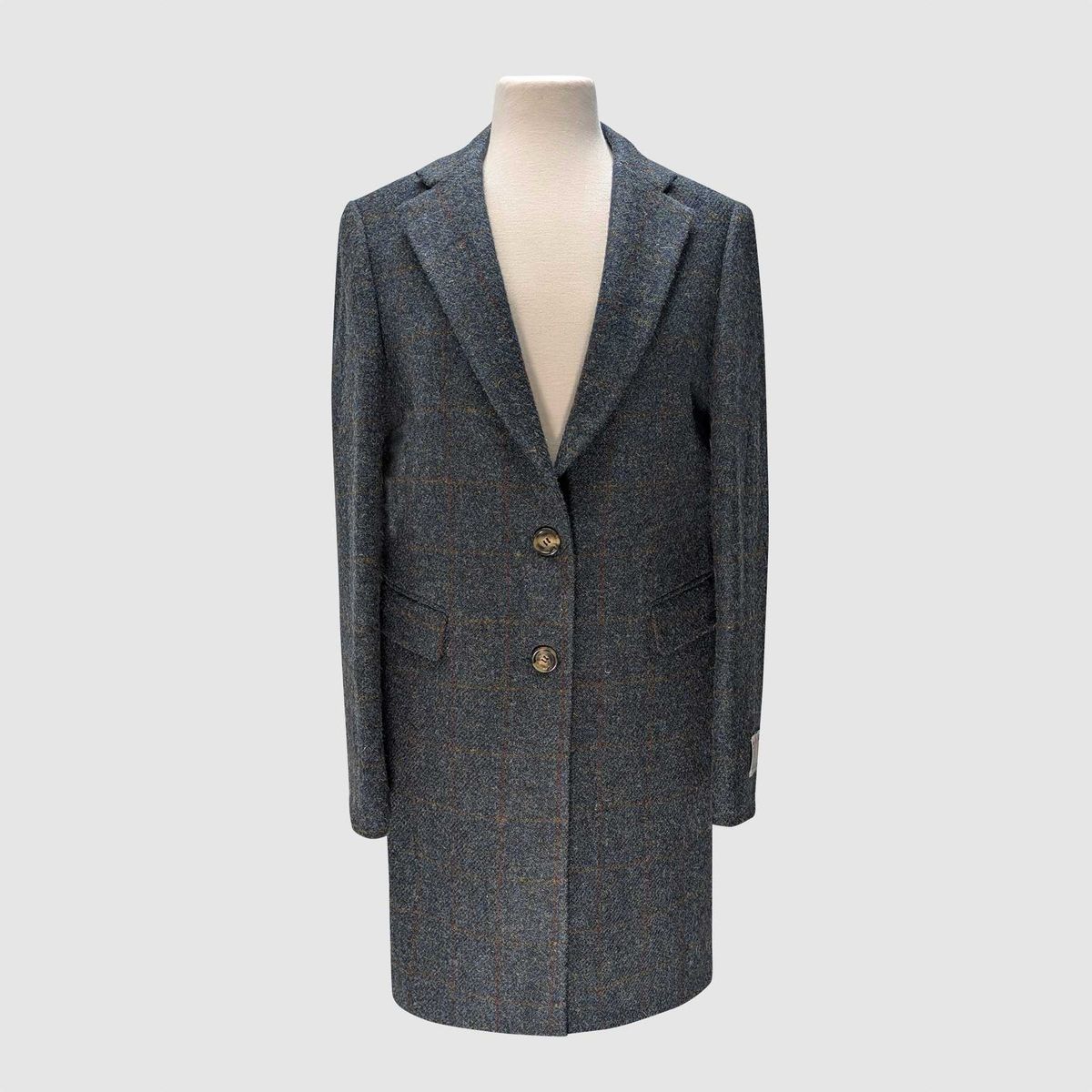 Christine Ladies Coat frakke af Harris Tweed, blue multi check - 16 (XL)