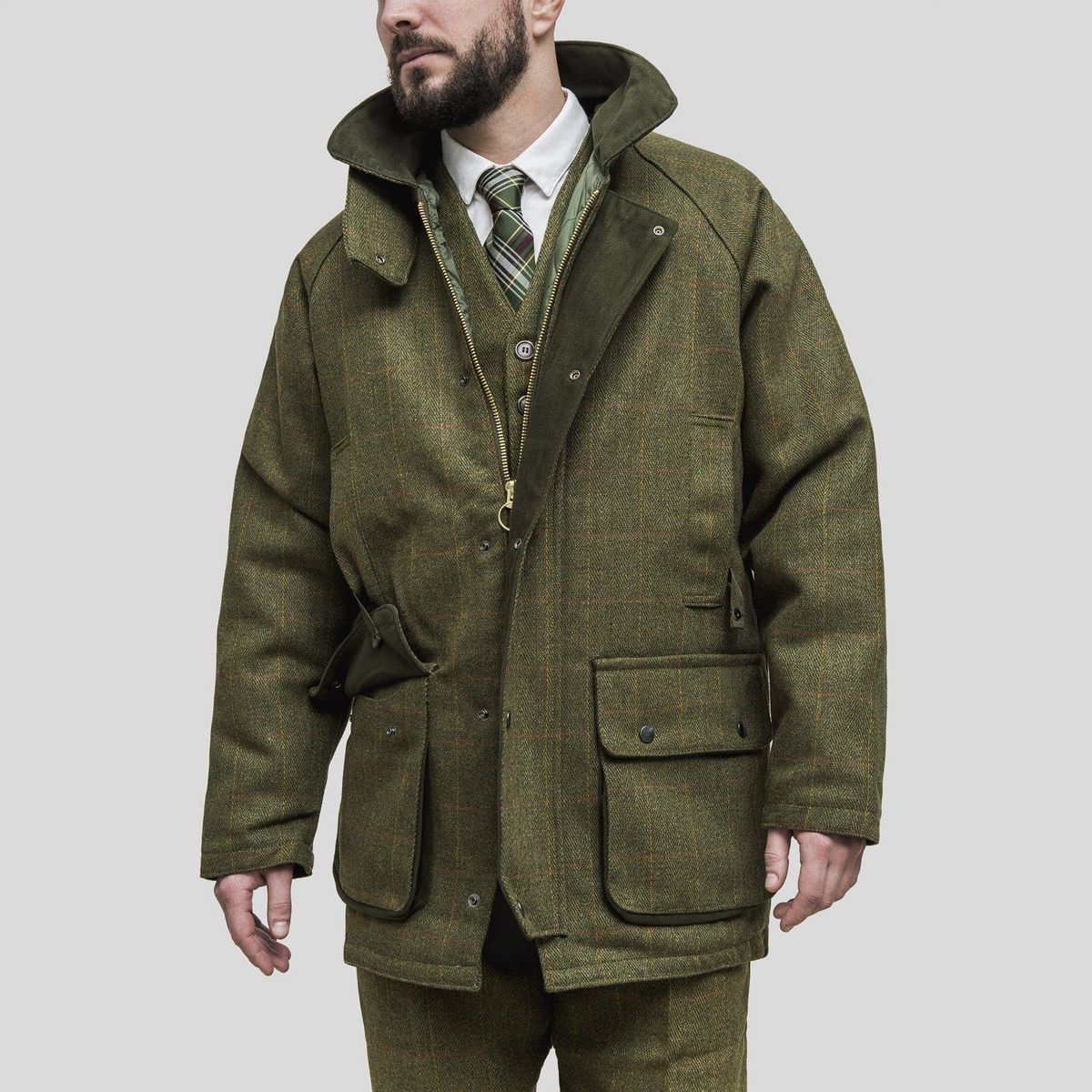 Barlaston Tweed Country Jacket, mørk grøn - S