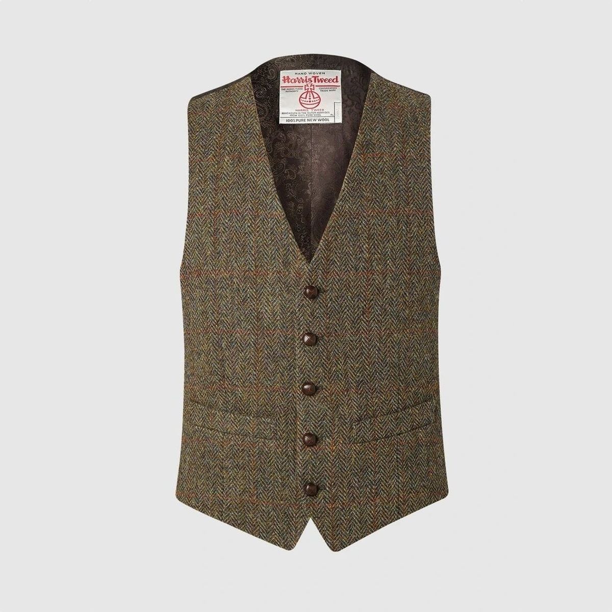 Iain vest, brun, Harris Tweed - 42 UK