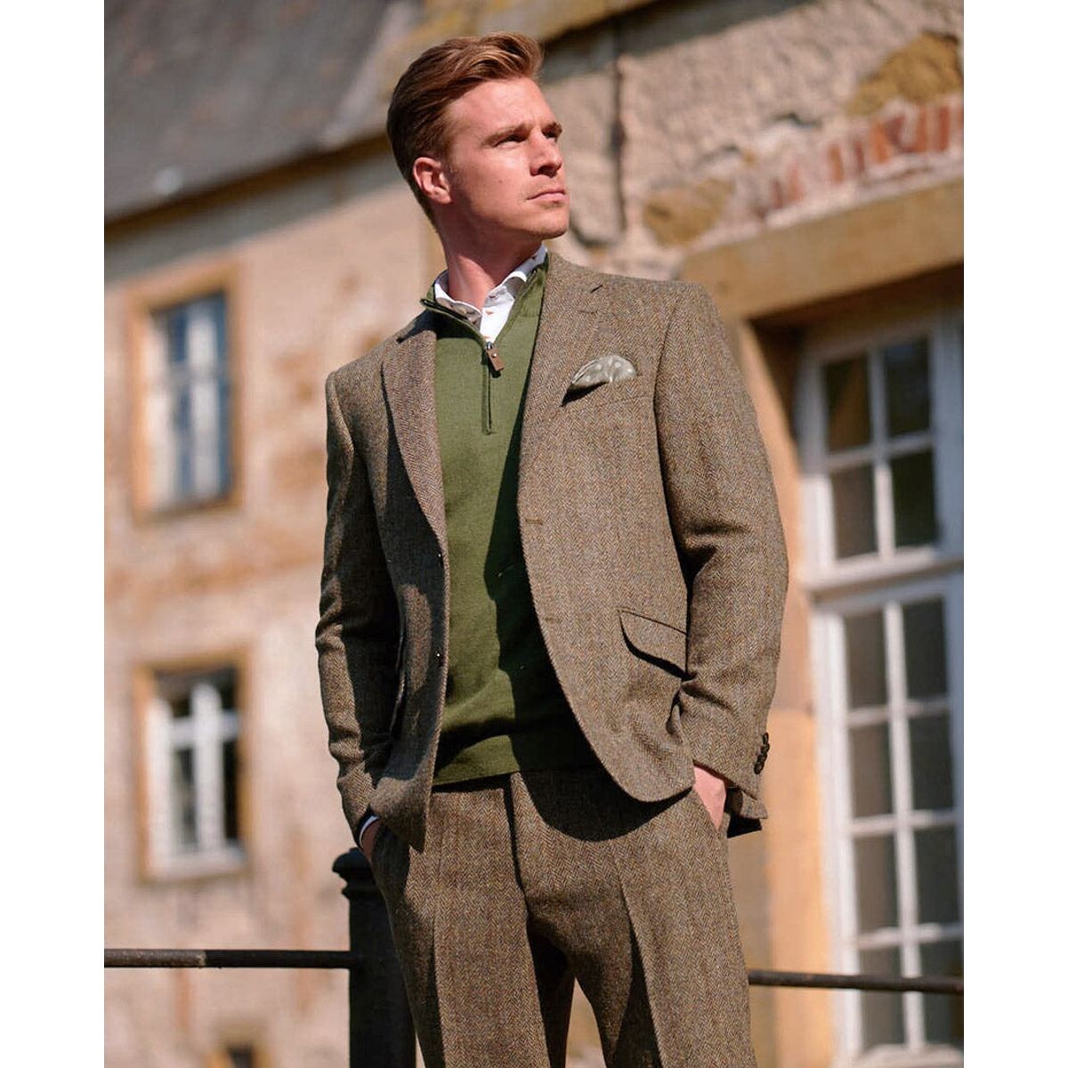 London tweed blazer, Harris Tweed, evergreen sildebensmønster - 106 EU